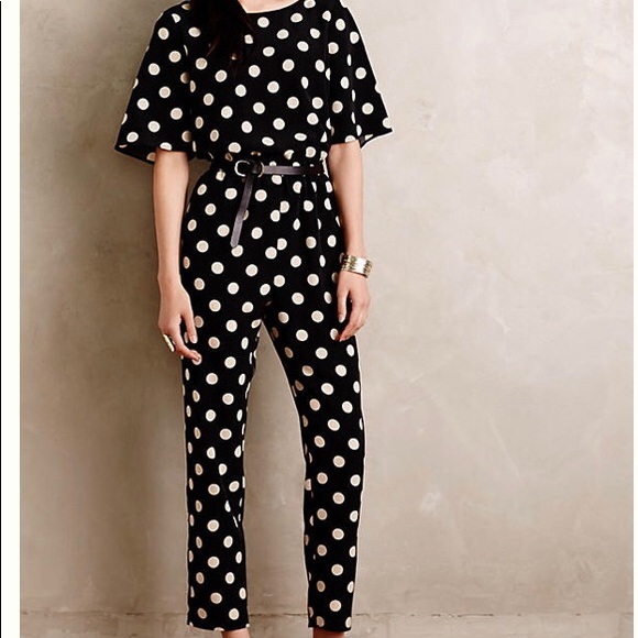 Anthropologie Pants Jumpsuits Euc Anthropologie Polka Dot Jumper Poshmark